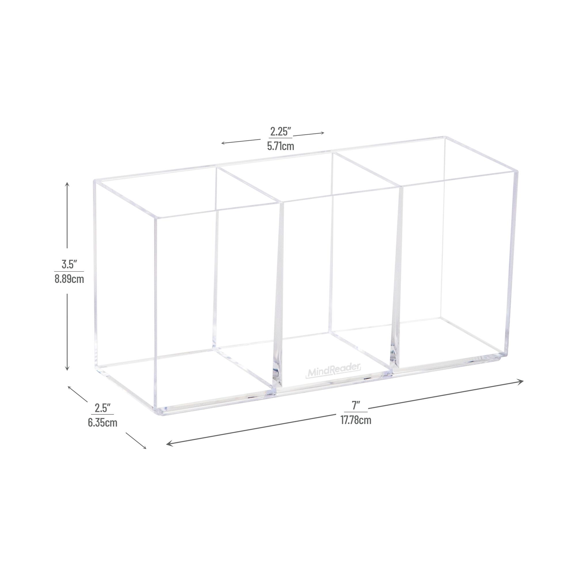 Mind Reader Pen and Accessories Holder, Desktop Organizer, Makeup Organizer, Office, Acrylic, Set of 3, Clear